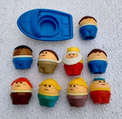 Little Tikes Toddle Tots Lot 9 People & Boat King Aviator Toys Vintage 80s 90s 
