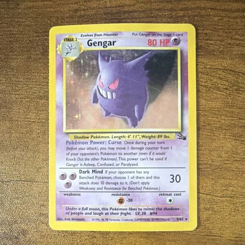 Gengar Holo 5/62 Fossil WOTC 1999 Vintage Pokémon Card 👻 No Reserve Auction