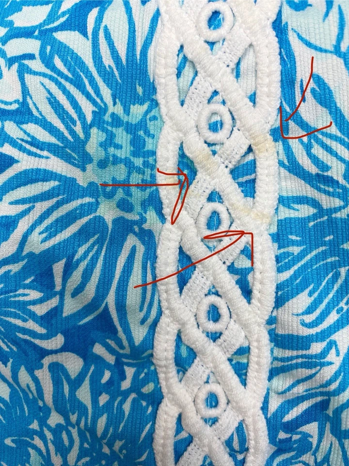 Lilly Pulitzer Shift Blue White Dress Lace Size 2 Mirabelle Lion in the Sun - Image 4 of 4