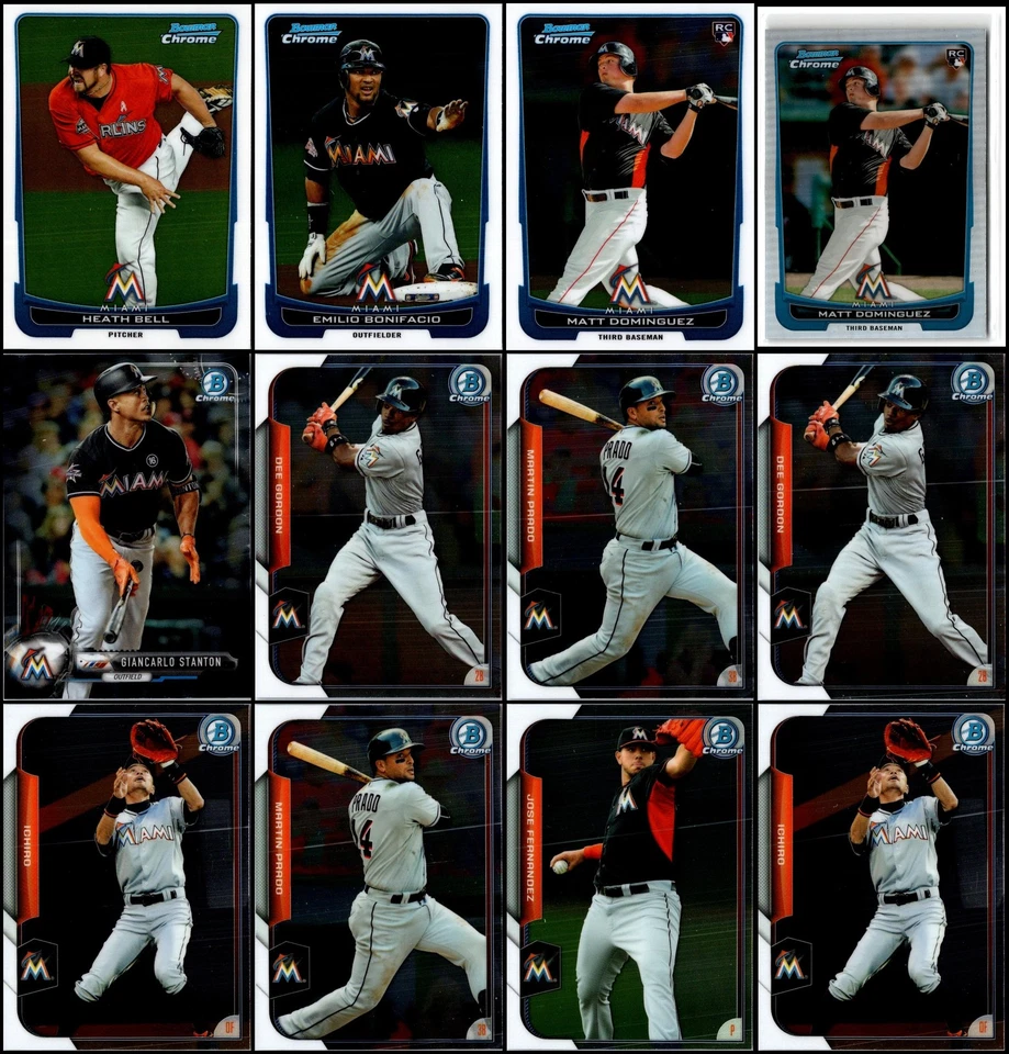 Lote de tarjetas Bowman Chrome Miami Marlins (33) - GOING, GOING... ¡CASI DESAPARECIDO! NO... Foto 2 de 4