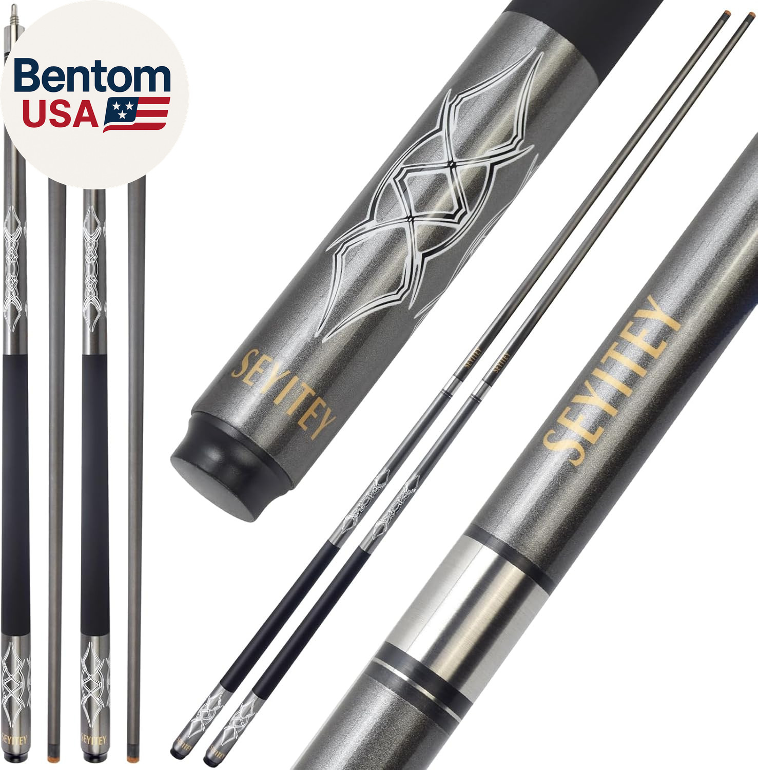 Tacos de billar profesionales duraderos de carbono de 58 pulgadas tacos de billar de cabeza pequeña