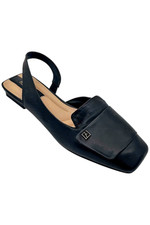 Franco Sarto Women's Teagan Slip On Flat Black Leather