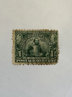 Vintage USA 1907 Jamestown Exposition 1 Cent Stamp Used John Smith - Bild 1 von 4