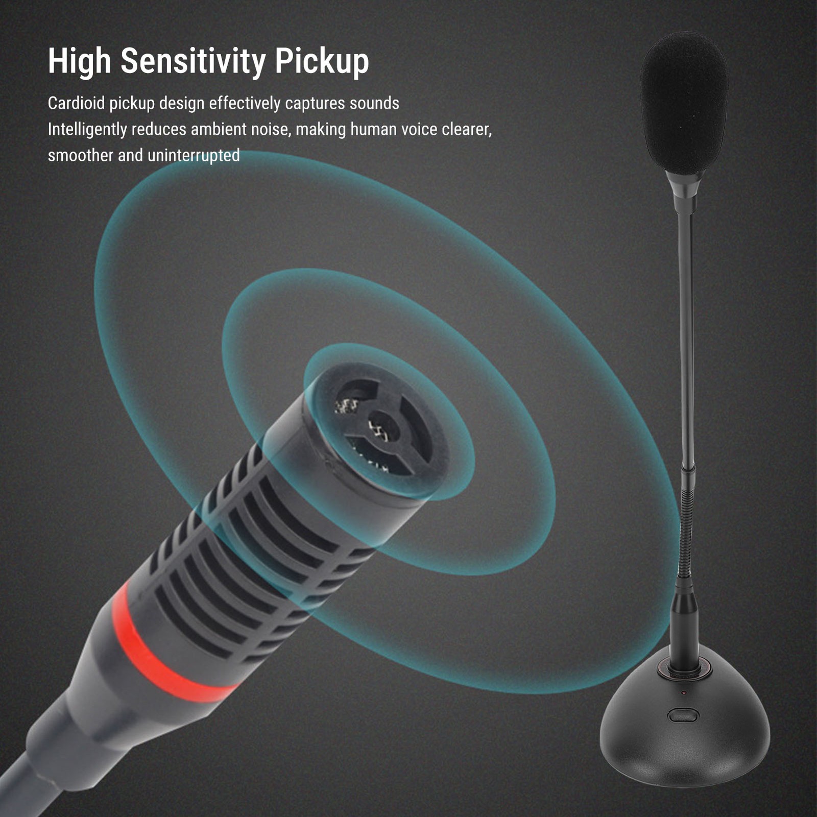 Wired Conference Microphone Flexible Gooseneck Cardioid Condenser Mic With SG
