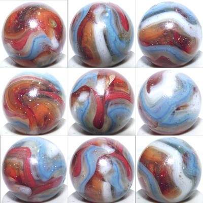 D.A.S. ~ Unknown Run [Awesome ''LIBERTY'' w/Copper Filings] Glass Marble (0.72'')