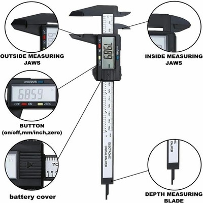 6''150mm LCD Digital Vernier Caliper Micrometer Measure Tool Gauge Ruler Plastic
