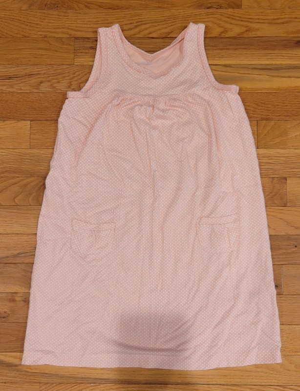 Lands End Dress Cotton Pink Polka Dot Size 10