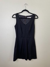 Ann Taylor Loft Black Sleeveless Fit & Flare Dress 8 V-Neck & Back Zipper