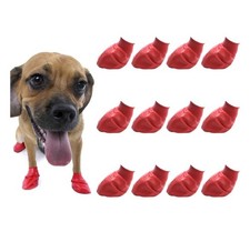 Pawz Small Red Rubber Dog Boots, Waterproof Reusable Disposable Traction