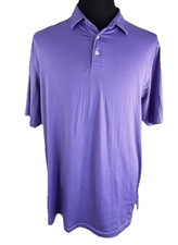 Johnnie O Polo Shirt Mens Large Purple Striped Performance Stretch Golf logo