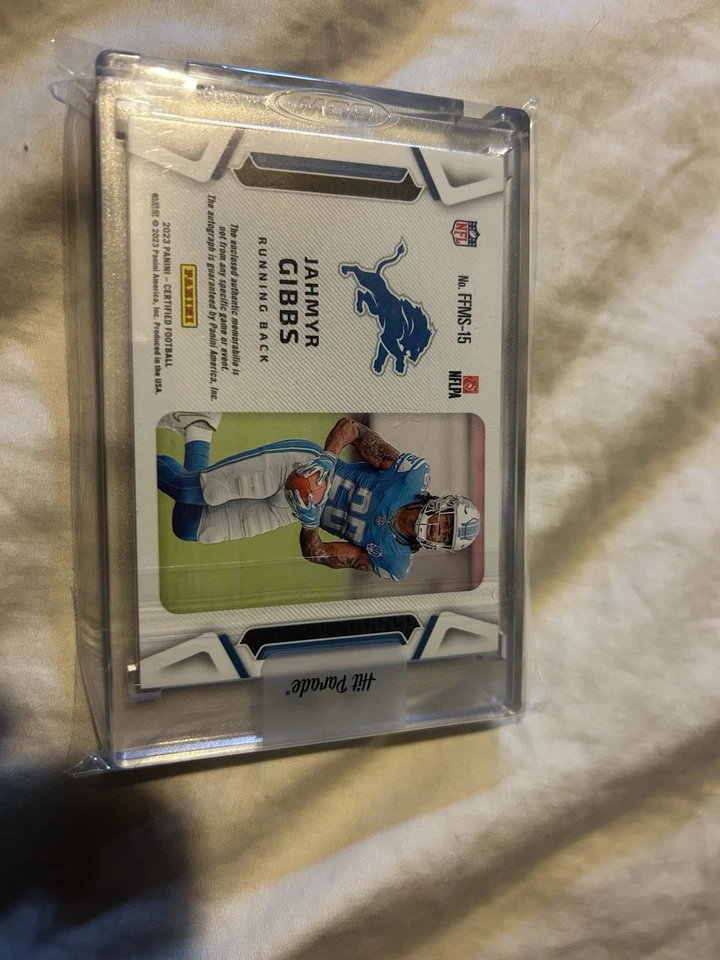 2023 Panini Certified - Freshman Fabric Signatures Jahmyr Gibbs #3/5 Rookie Auto - Image 2 of 3