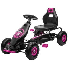 HOMCOM Children Pedal Go Kart w/ Adjustable Seat, Rubber Wheels, Brake - Pink