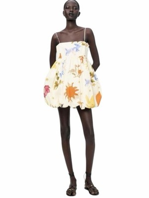 NWT Zara Voluminous Printed Dress ZW Collection Size XS NEW WITH TAGS