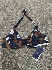 Fantasie Swimwear Ladies Underwired Bikini Top Size 32D Navy And Brown