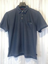 Tommy Bahama Islandzone Pocket Polo Embroidered Logo Blue Grey Striped Medium