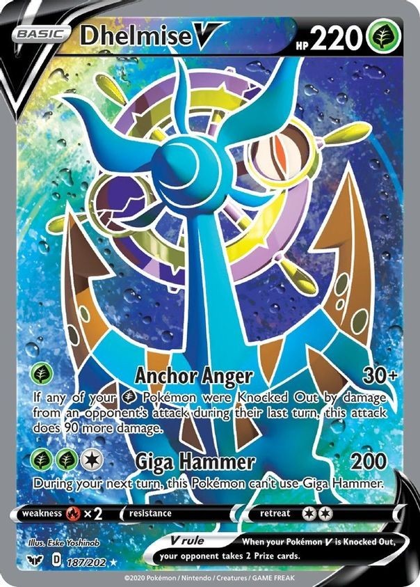 Dhelmise V - 187/202 - Pokemon Sword & Shield Base Set Full Art Rare Card NM