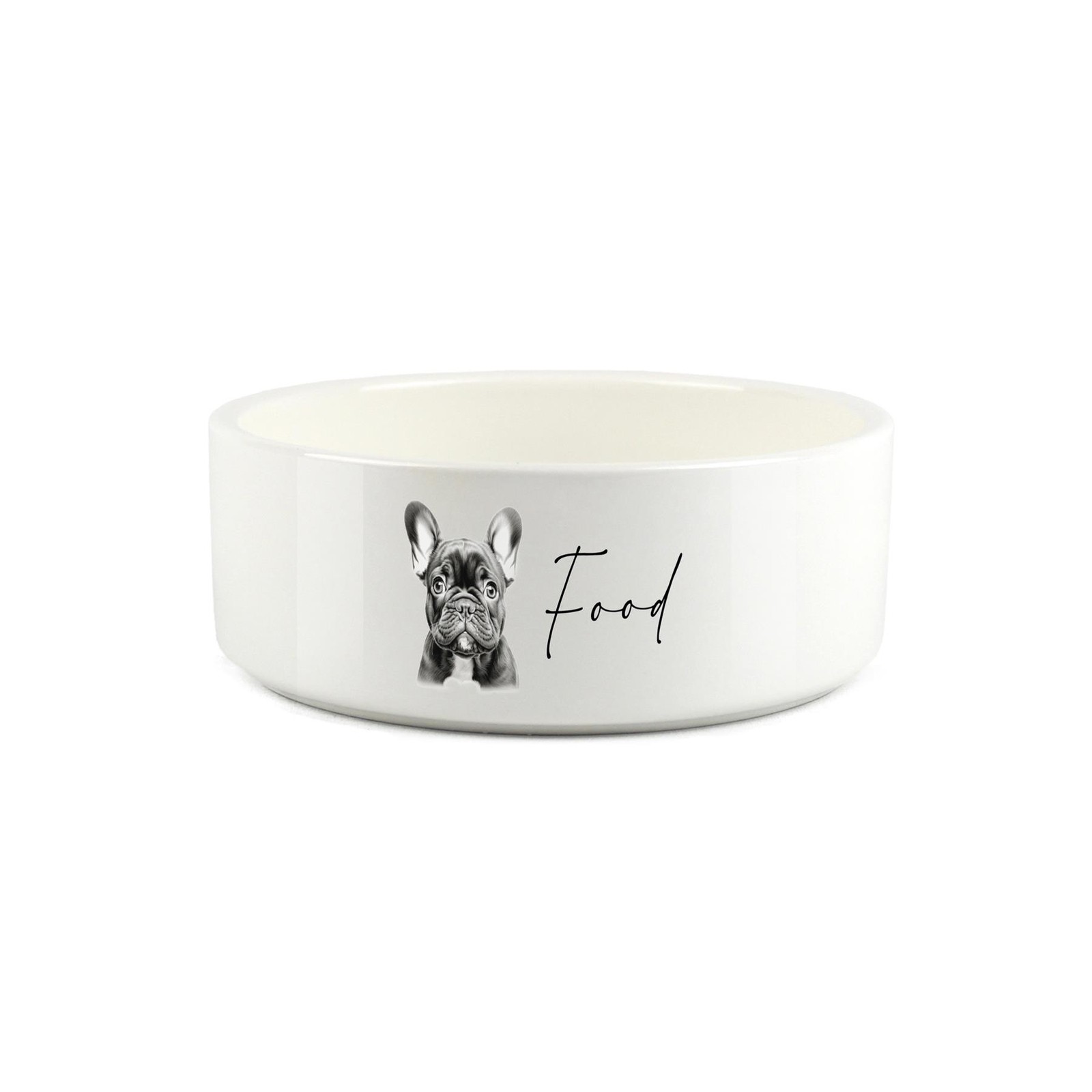 Frenchie Pet Food Bowl - Ceramic Sketch Dog Feeding Dish Gifts