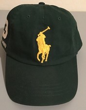 Polo Ralph Lauren Big Pony 3 Chino Hat Leather Strapback Embroidered Green NWOT