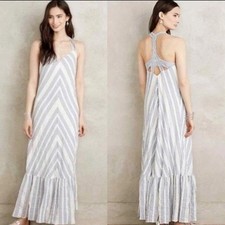 Anthropologie Holding Horses Clementine Striped Maxi Dress Size Small Blue/White
