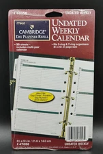 Undated WEEKLY Planner Refill 30 Sheets 8-1/2" X 5-1/2" #47056 By Mead Cambridge