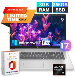 2026 HP Pavilion Ordinateur portable 17 AMD Ryzen 5 8GB RAM & 256GB SSD Bureau 2024