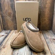 UGG TASMAN WOMENS US 7 SLIPPERS CHESTNUT SUEDE BRAID TRIM SLIP ON