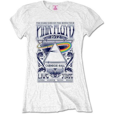 Pink Floyd: Carnegie Hall Poster Women's White T-Shirt (Officially Licensed) XL