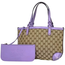GUCCI GG Canvas Tote Bag Purple 269878 with Pouch #BS2682