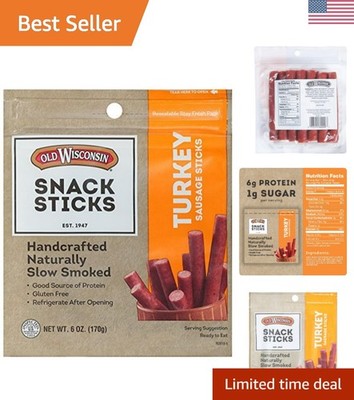 Turkey Sausage Snack Sticks, Naturally Smoked, Ready to Eat, High Protein, Lo...