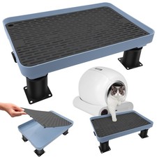 Adjustable Cat Litter Box Ramp, Catcan Detachable Elevated Grey Blue