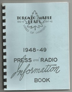 1948 49 TORONTO MAPLE LEAFS PRESS AND RADIO INFORMATION BOOK. "RARE"
