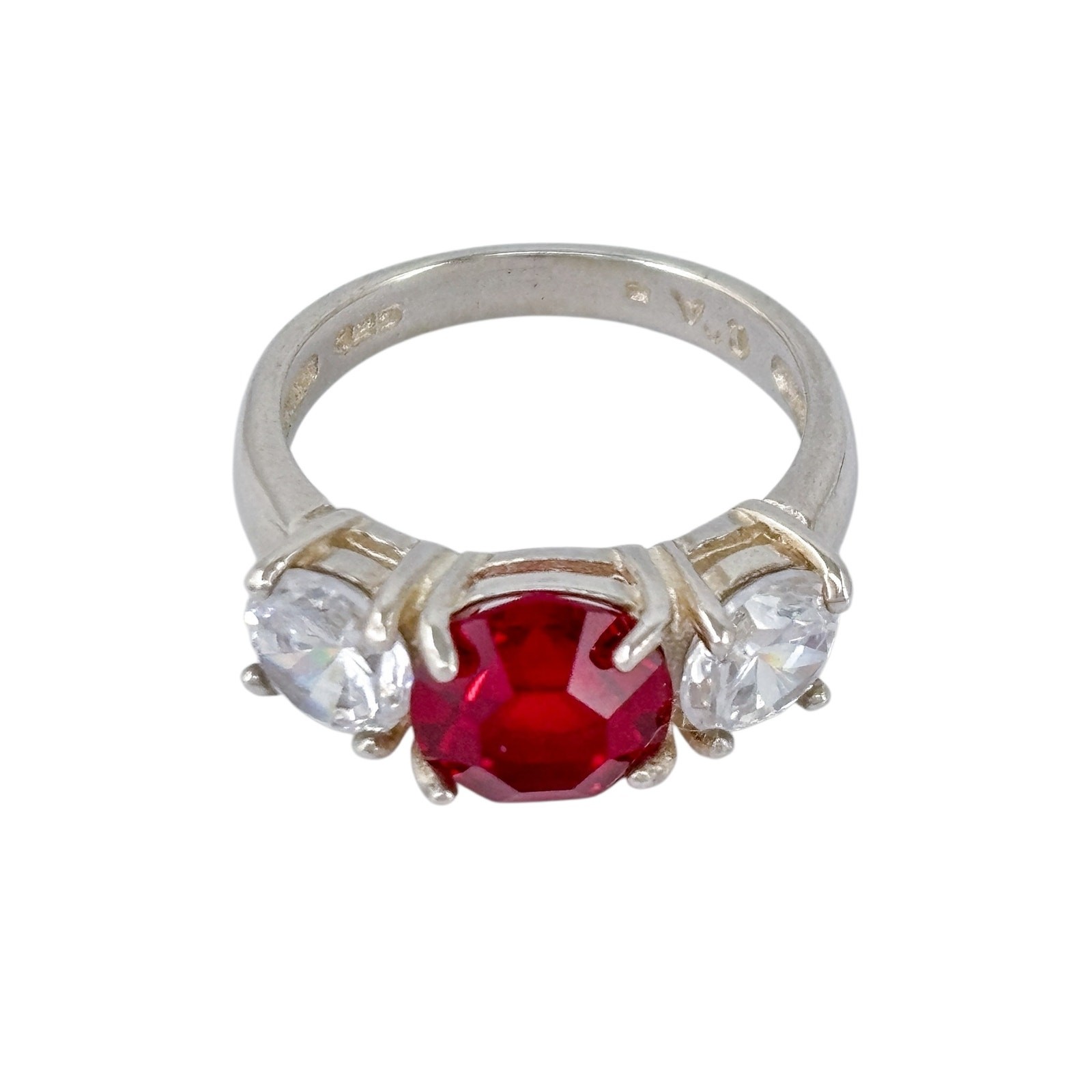 Simulated Ruby Cubic Zirconia Ring | Sterling Sil… - image 3