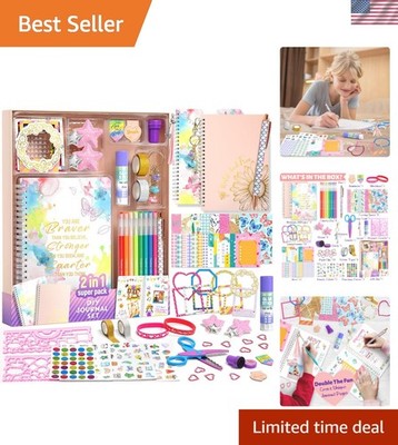 2-Pack DIY Journal Kit for Creative Girls Ages 8-14 - 70+ Art Supplies Included