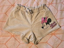 Girls Minnie Mouse Shorts Size S Brown, Elastic Waist, Disney Glitter