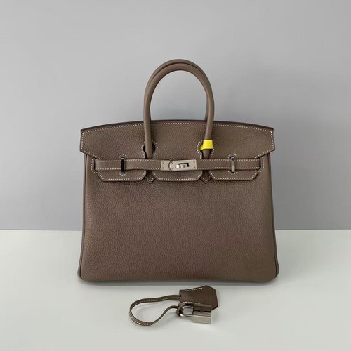 Auth Hermès Birkin 25 Handbag Etoupe  Togo Leather Palladium Hardware Luxury1