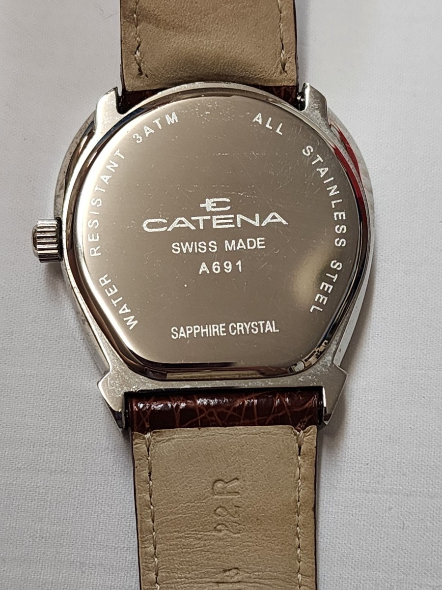 Catena Equis Horseshoe Watch MOP Dial Steel Case Leather Crocodile