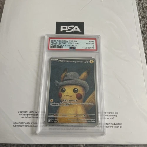 Pokemon Pikachu with Grey Felt Hat Van Gogh Promo SVP EN 085 PSA 8 REGRADE?