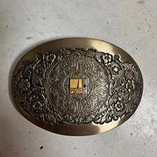 Vintage 1981 O.C. Tanner PG&E Gold-Tone Western Floral Commemorative Belt Buckle