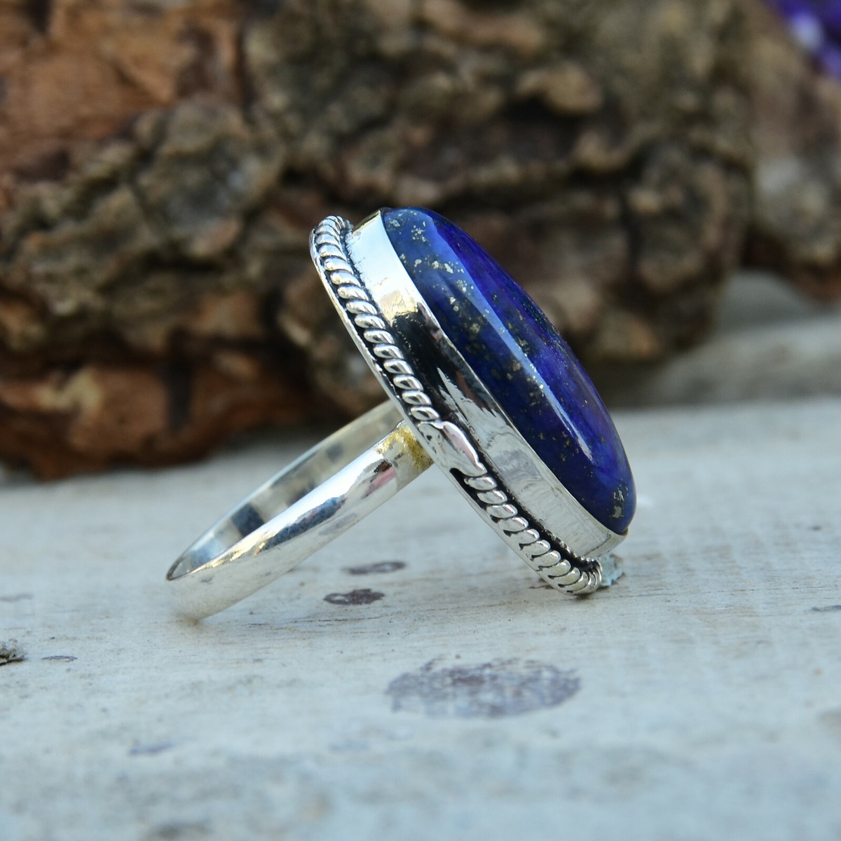 Lapis Lazuli Gemstone 925 Sterling Silver Handmade Ring Lapis Lazuli Gemstone 925 Sterling Silver Handmade Ring