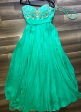 Alyce Paris Jeweled Strapless Maxi Dress Gown Prom Formal Green Womens Size 4