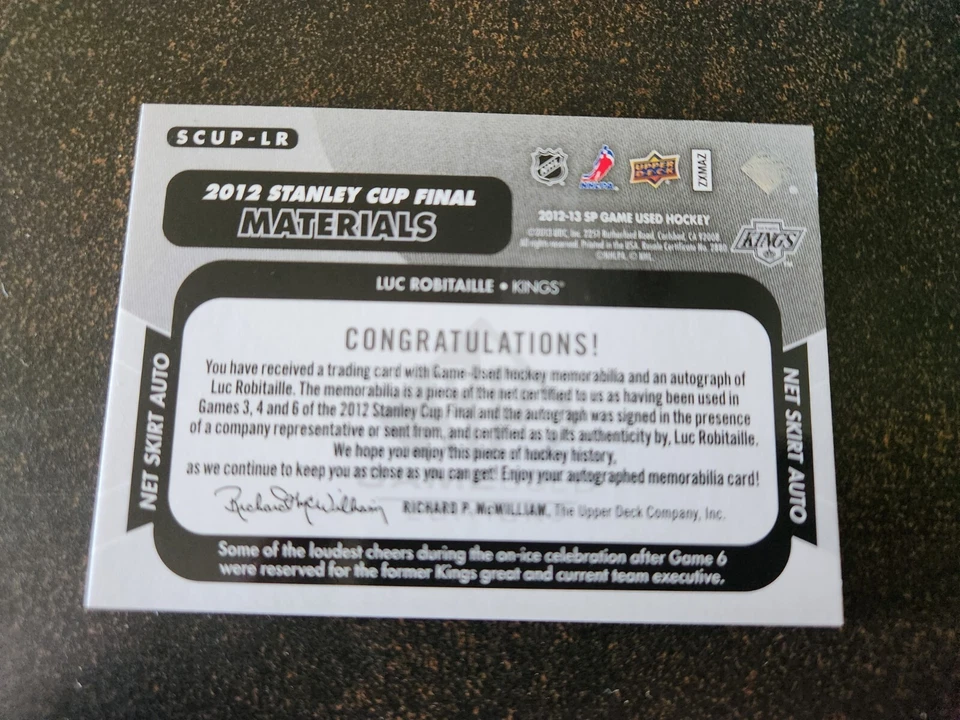 2012-13 SP Game Used - Luc Robitaille - 2012 Stanley Cup Final Net Skirt Auto - Image 2 of 2