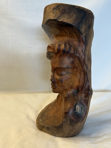 Vintage Rare Hawaiian Goddess Wood Carving 10” Tall - Picture 3 of 7