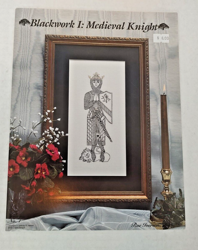 Vintage Blackwork I Medieval Knight Cross Stitch Pattern Rae Iverson 1994 - Picture 2 of 4