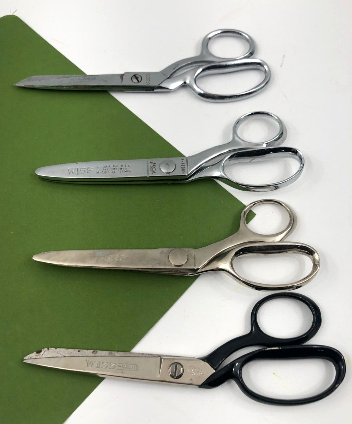 Vintage Wiss Inlaid Scissor C7 Pink Rite Shears Singer KutNit Lot of 4