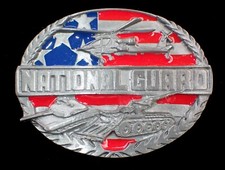 NATIONAL GUARD BELT BUCKLE FINE DETAIL SISKIYOU PEWTER  ENAMEL NEW