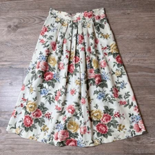 Alli Petites Of California Womens Multicolor Floral Pleated A-Line Skirt Size 12