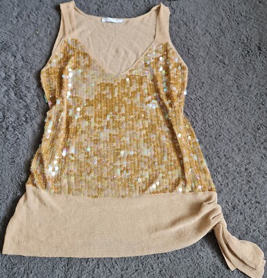 Taviani Italian Concept, Size 19, Beige Sparkly Top, used 