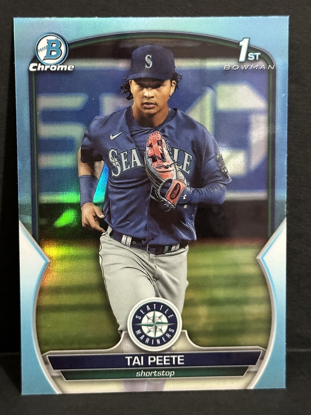 2023 Topps Chrome Bowman Draft Mariners 1st Bowman Tai Peete Sky Blue Refractor