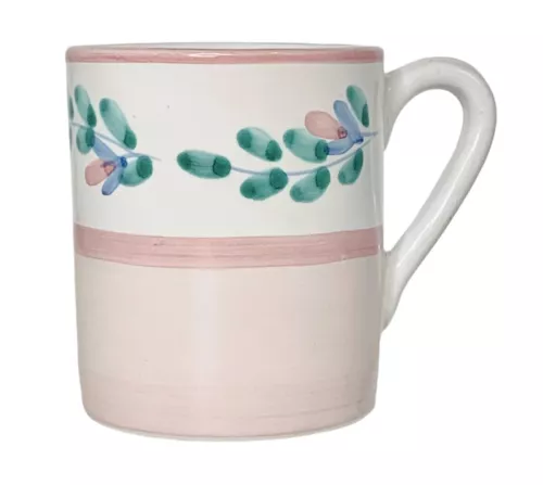 Caleca Italy PINK GARLAND Hand Painted Floral Salad Plate Mug CHOICE