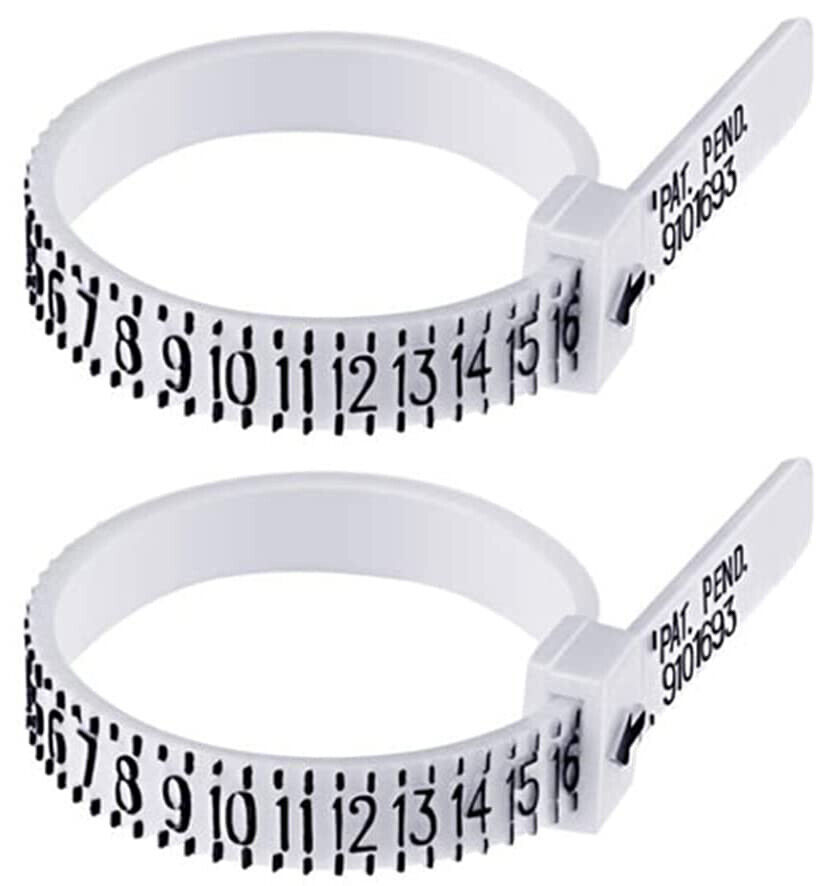 2-Pack Ring Sizer Measure Tool Gauge Plastic Finger Sizing Finder Reusable 1-17